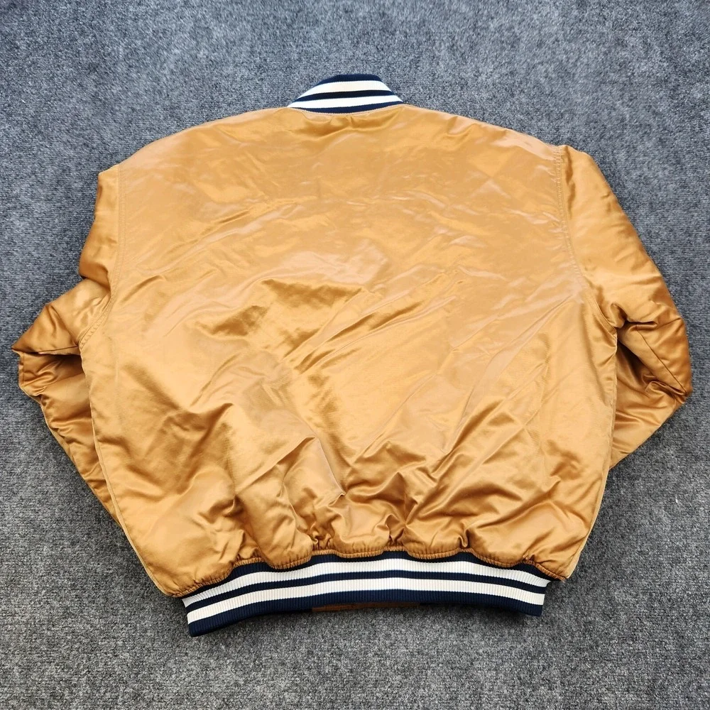 Vintage STARTER New‎ York Yankees Jacket Mens 2XL MLB Satin Bomber Yellow Gold.